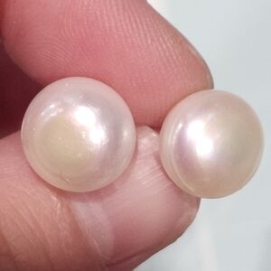 NWT JTV White Cultured Freshwater Pearl Rhodium On Sterling Silver Stud Earring
